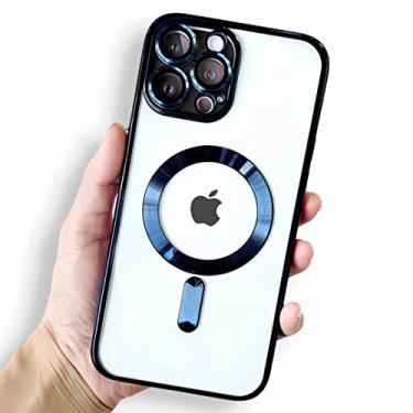 Imagem de CASEFREAK Capa transparente de luxo para iPhone 13 Pro com anel magnético compatível com MagSafe - design elegante, TPU macio com proteção de lente de câmera de vidro para iPhone 13 Pro (tela de 6,1 polegadas) (preto)