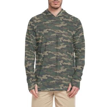 Imagem de Camisas de sol masculinas de camuflagem desbotada com proteção de manga comprida FPS 50 + camisetas masculinas UV Rash Guard com capuz, Camuflagem desbotada, XXG
