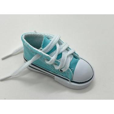 Imagem de Pezinho Para descanso Lateral de Motocicleta Tênnis All Star Emborrachado Baby Blue Azul Bebê Proteção para Piso e Prcelanato