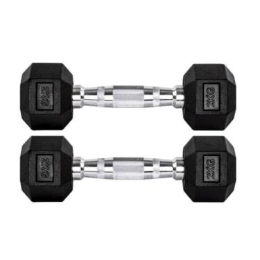 Imagem de Par Halteres 2kg +2kg Dumbbell Sextavado Emborrachado Pegada Cromada Gallant (gdb02f3b-pt)