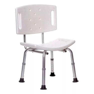 Imagem de Genérico Cadeira para Banho com Encosto e Regulagem de Altura Idoso e Adulto em Branco de Plástico