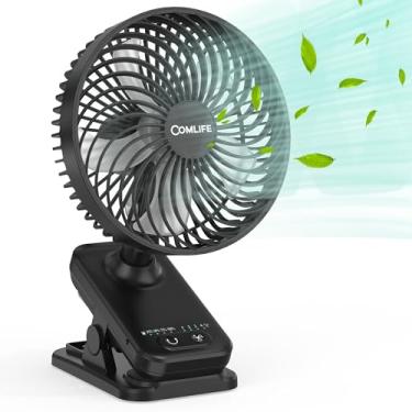 Imagem de Ventilador com clipe de 17 cm, ventilador de mesa operado por bateria recarregável de 10.0000 mAh, ventilador de carrinho com oscilação automática, resfriamento máximo de 40 horas, ventilador de mesa