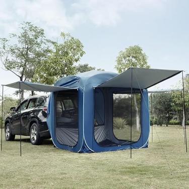 Imagem de Tenda de acampamento pop-up para porta traseira SUV para 4 a 6 pessoas, viagem universal à prova d'água ao ar livre, inclui vela para guarda-sol, bolsa de armazenamento e acessórios de acamp