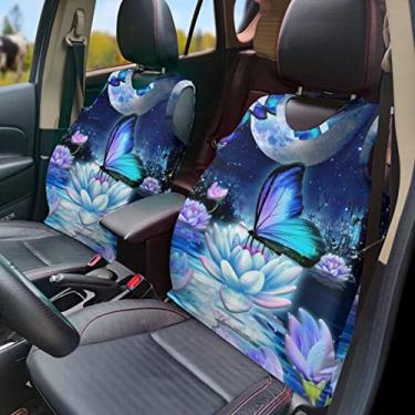 Imagem de GOSTONG Colete de capa de assento de carro com estampa de borboleta azul e lua, capa de assento frontal moderna universal decoração de acessórios automotivos