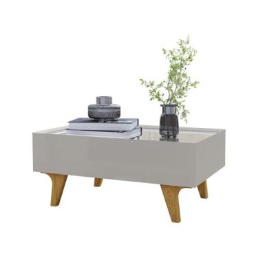 Imagem de Mesa de Centro Sala Sena Com Tampo de Espelho e 1 Gaveta Off White