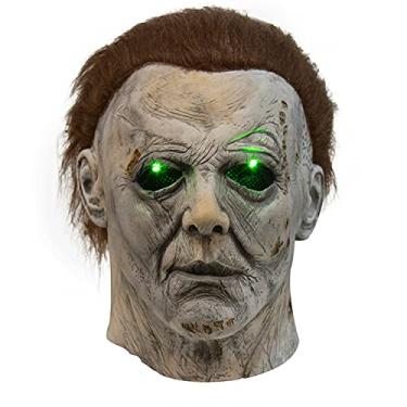 Imagem de DOXISHRUKY Spooky Halloween Michael Myers Mask, Scary Halloween Mask with Glowing Green Eyes, Creepy Cosplay Mask, Perfect for Gothic Themed Parties