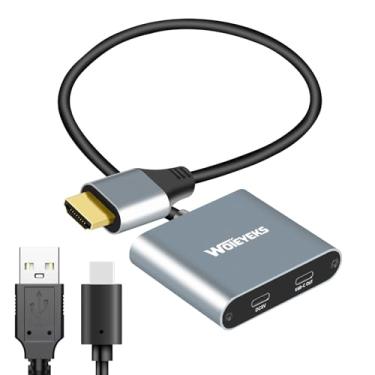 Imagem de Adaptador de cabo HDMI para USB-C fêmea 4K 60Hz HDR com alimentação tipo C, conversor unidirecional HDMI macho (fonte) para USB C fêmea (tela), compatível com óculos XR/AR, PS5, interruptor, base de