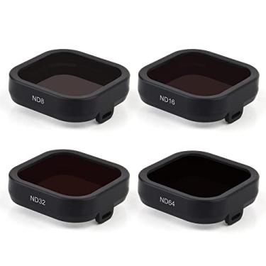 Imagem de GEPULY Pacote com 4 filtros de lente de câmera ND8 ND16 ND32 ND64 para GoPro Hero 12/11/10/9 preto, filtros de lente de densidade neutra, vidro óptico multirevestido, protetor de lente Go Pro ND