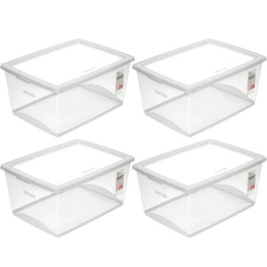 Imagem de 4 Caixas Plásticas 60L Organizadoras com Tampa My Closet Ordene Empilháveis
