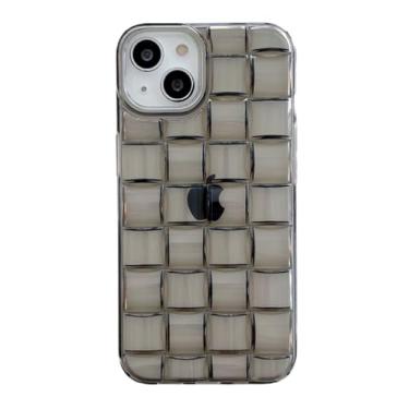 Imagem de Cubos capa transparente macia para iPhone 14 15 Pro Max 13 11 12 XS XR X 7 8 14 Plus SE Capa de silicone de grade de tecelagem, preta transparente, para iPhone 13Pro Max