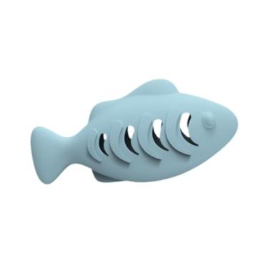 Imagem de Generic Alimentador de comida para gatos, brinquedos para gatos em formato de peixe, brinquedos de silicone de grau alimentício para gatinhos, entretenimento, Azul