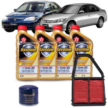 Imagem de Kit Troca de Óleo Honda Civic 1.7 16v 2001- 2006 Gasolina