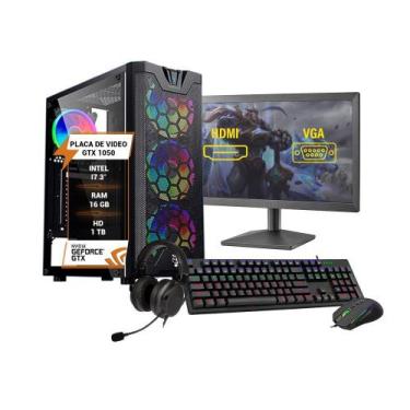 Imagem de Pc Gamer Completo I7 3 Gtx 1050 Ram 16Gb Hd 1Tb Ssd 120Gb - Wj Info