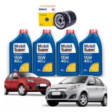 Imagem de Kit Troca Óleo + Filtro 15w40 Fiesta 2004 2005 2006 2007 08 - Mobil Me