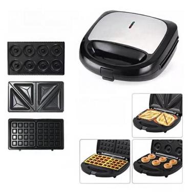 Imagem de Sanduicheira Portátil Compacta 3 Em 1 Sanduíches Waffles Donuts Antiad