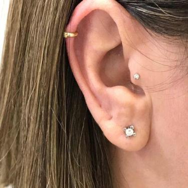 Imagem de Piercing Argola Tragus Cartilagem Fecho Trava Clip Ouro 18k - Fab Joia