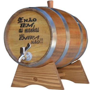 Imagem de Barril Tonel De Carvalho 5l Torneira Cromo "Se Não Tem As Manhas Não E