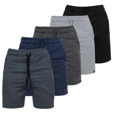 Imagem de Kit 5 Bermudas Moletom Masculina Academia Casual - ALPHY, Preto, Mescl