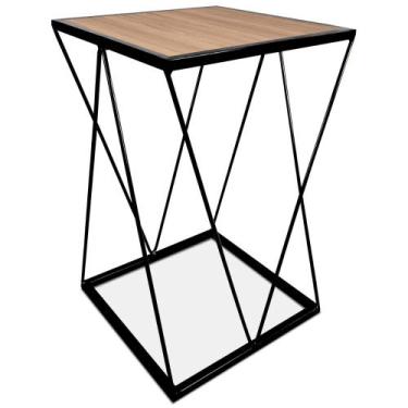 Imagem de Mesa De Canto Alta Modelo Industrial Wire Lateral Decoração Para Sala 