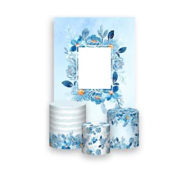 Imagem de Painel De Festa Vertical 1,50 x 2,20 + Trio De Capas Cilindro - Flores