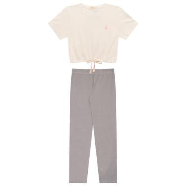 Imagem de Conjunto Infantil Menina, Blusa Cadarço MM Off E Legging Cinza - Tupin