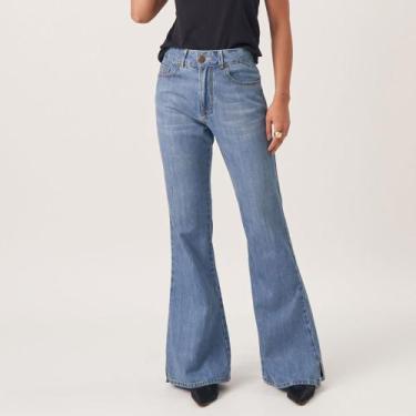 Imagem de Calça Jeans Flare Fenda Lateral Azul - Bloom, Jeans delavê, 48
