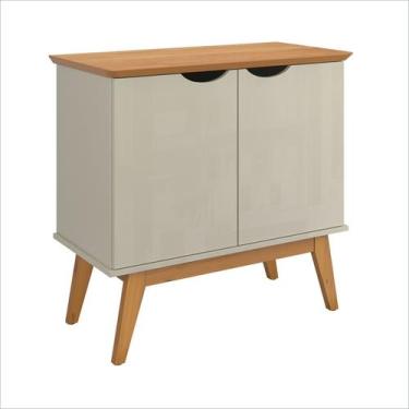 Imagem de Buffet Aparador Com 2 Portas Pés e Base Em Madeira Maciça Off White Co