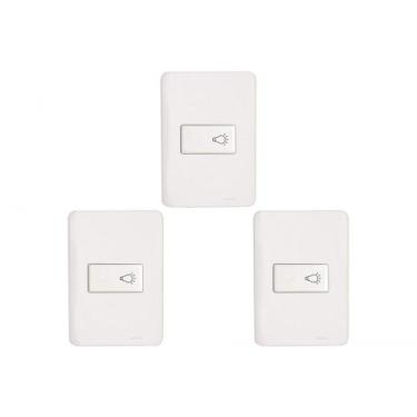 Imagem de Kit C/3 - Conjunto Perlex Aros 4X2 Branco Com Placa(1Camp...