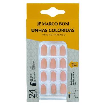 Imagem de Kit 24 Unhas Postiças Formato Almond Nude Claro Marco Boni, Nude Claro