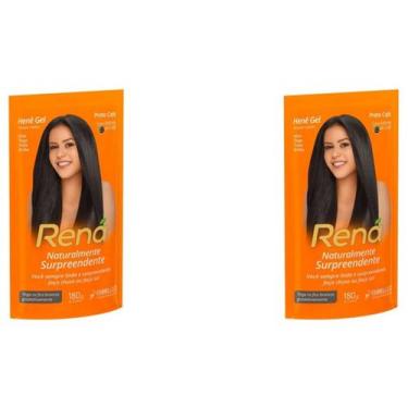 Imagem de Hene em Gel Rená Preto Café (Preto Escuro) 02x180gr Alisa, tinge e Da 
