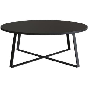 Imagem de Mesa de Centro Redonda Artesano 80 cm (largura) em MDP Preto Estrutura