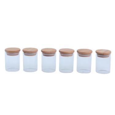Imagem de Kit 6 potes de vidro herméticos com tampa de bambu 110ml - Oikos, U, N