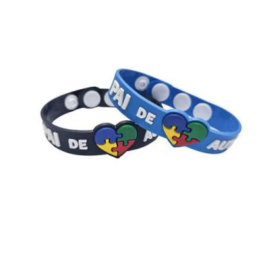 Imagem de pulseiras identificação autismo 22cm pai e mãe de autista com regulage