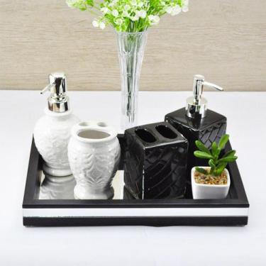 Imagem de Bandeja -M CLÁSSICA- Lavabo Banheiro Espelhada Pés Silicone Madeira co