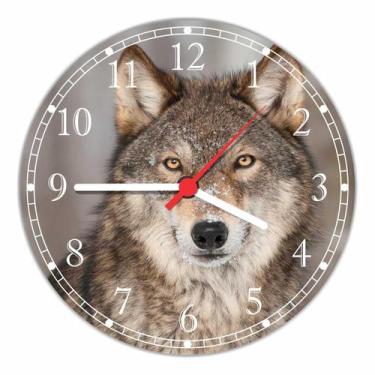 Imagem de Relógio De Parede Lobo Animais Salas Cozinhas Tamanho Grande 50 Cm Qua