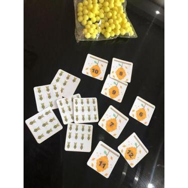 Imagem de Jogo Educativo Ensinando Os Números formato das abelhas com pompom - T