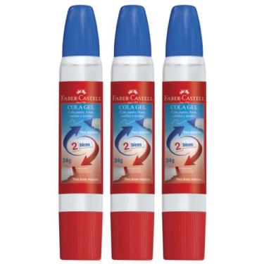 Imagem de Cola Gel Faber Castell 2 Bicos Escola Artes Transparente Kit - Faber-C