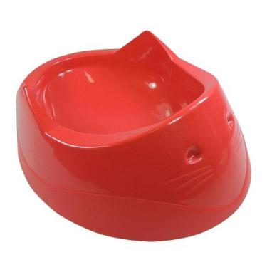 Imagem de Comedouro Furacão Pet Cara de Gato 200ml Vermelho