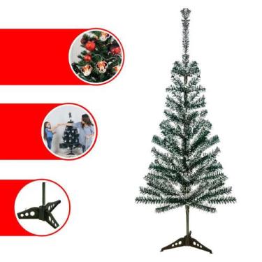 Imagem de Árvore De Natal Nevada Barata 90cm de Altura Pinheiro Verde - Fantasia