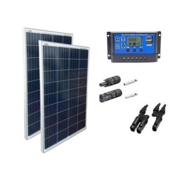 Imagem de Kit Painel Placa Energia Solar 2x60wp Controlador 30a Mc4 - Resun