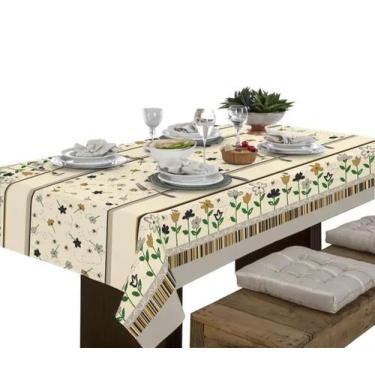 Imagem de Toalha Mesa Tecido De P. A Estamdo FLOR 6 Lugares 1,40m X 2,20m - THAI