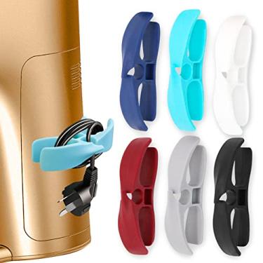 Imagem de Organizador de cabos para utensílios de cozinha – Suporte de enrolador de cabos adesivo atualizado para pequenos eletrodomésticos, cafeteiras, misturadores, panelas de pressão e fritadeiras a ar (6 cores, pacote com 6)