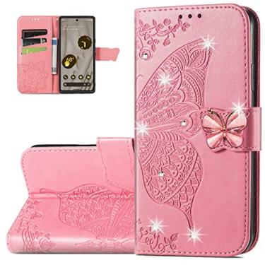 Imagem de Monwutong Capa carteira de celular para Google Pixel 7A, estampa de borboleta 3D, couro PU, capa flip com suporte com fecho magnético e compartimentos para cartões de dinheiro, coldre para Pixel 7A,