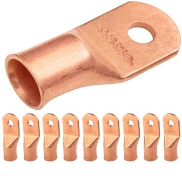 Imagem de SELTERM 10 peças 4/0 AWG - pino de 5/40.6 cm - terminais de cabos, terminais de anel, terminais de cabo de bateria, terminais de calibre 0000, conectores de terminal de bateria elétrica com ilhós de