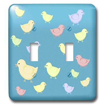 Imagem de 3dRose lsp_44024_2 Pintinhos coloridos de desenho de páscoa prontos para levar para casa Frangos de bebê em pastels interruptor duplo