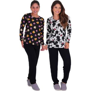 Imagem de Kit 2 Pijamas Manga Longa Conforto Vitória Click Mais Bonita, Onça, He