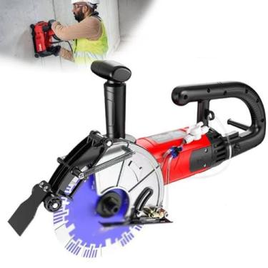 Imagem de 星姿 Caçador de parede, máquina de corte de parede de concreto portátil elétrica, máquina de entalhe de concreto de tijolo de alta potência de 2800W, com proteção ajustável de 140°, saída de água de