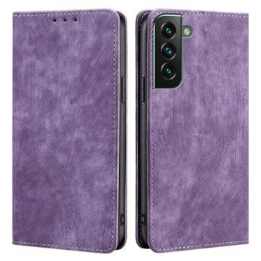 Imagem de WGHY Capa carteira para Samsung Galaxy S24/S24 Plus/S24 Ultra, capa flip de couro PU com suporte para cartão, bloqueio RFID e proteção total da câmera, capa interna de TPU, roxo, S24 Ultra 6,8