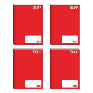 Imagem de Kit com 4 Cadernos Brochurão 96 Folhas Vermelho 20cmx27cm Jandaia