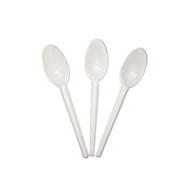 Imagem de Colher de Plástico Biodegradável para Refeição Branca c/50un Goldenpla